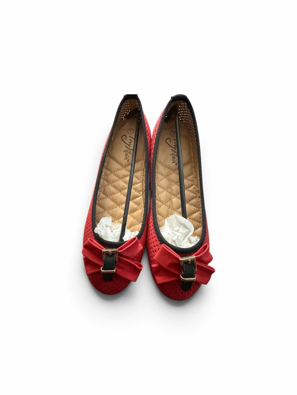 Red Bow Ballet Flats with Buckle